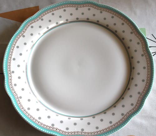 Customer photo review of 11" Turquoise Josephine Grey Dots Fine Porcelain Dinner Plate