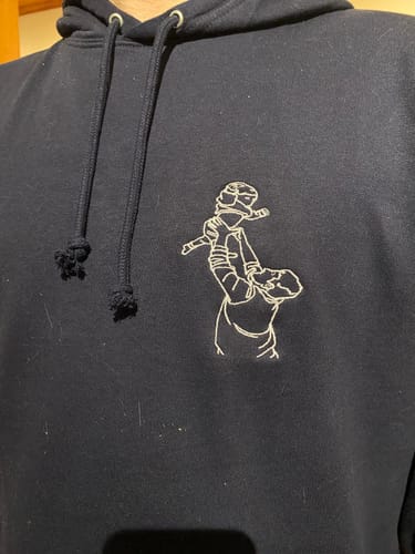 Customer photo review of Hoodie Retrato Line Art Personalizável