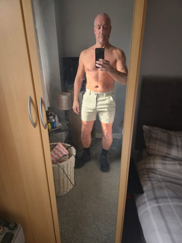 Customer photo review of Ultra-Stretch 5" Chino Shorts - Cream