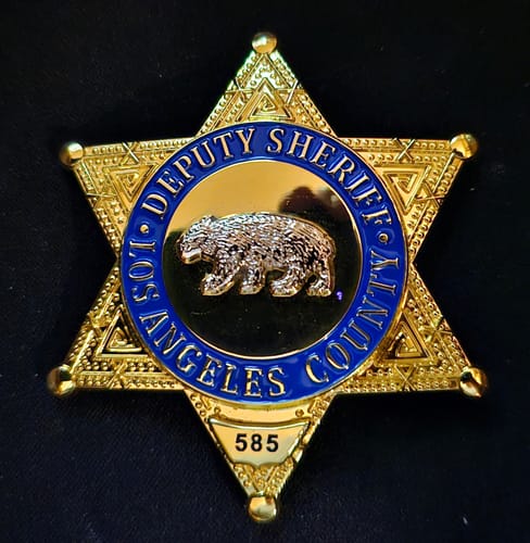 Customer photo review of LASD Los Angeles County deputy Sheriff Bear Badge Customize Number Replica Movie Props