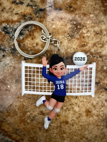 Customer photo review of Volleyball Girl In Spike Action - Personalized Acrylic Keychain