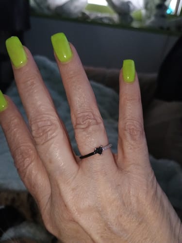 Customer photo review of Love Me Until I'm Me Again Black Heart-Cut Half Enamel Ring