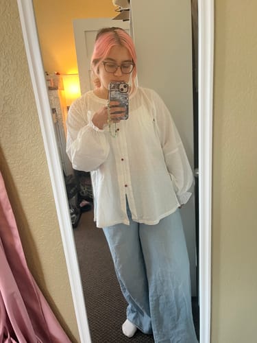 Customer photo review of Touqi 透气 Lantern Sleeve Modernized Ming Round Collar Shirt