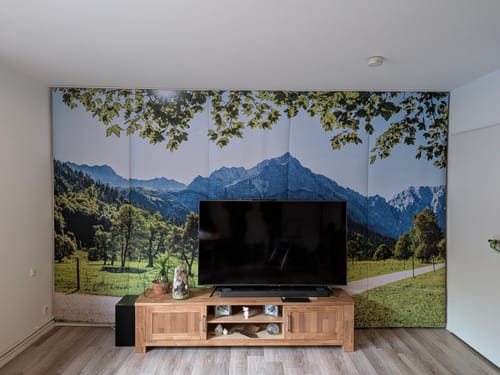 Customer photo review of Schiebegardine Motiv "Landschaft mit Gras und Kühen"
