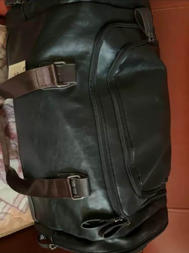 Customer photo review of Premium Leather Weekender Travel Bag for Men