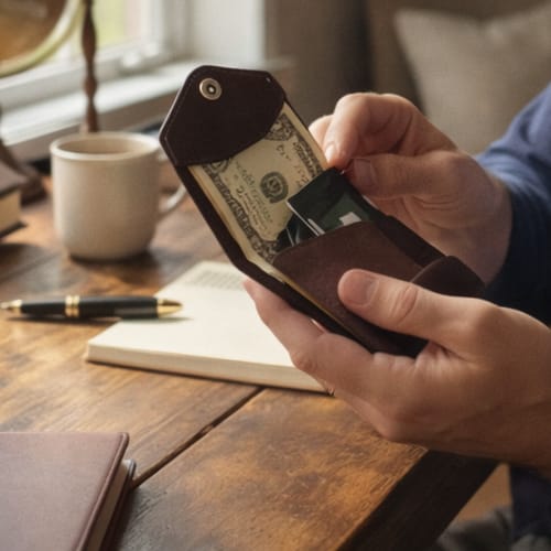 Customer photo review of Minimal Leather Pocket Flip Wallet