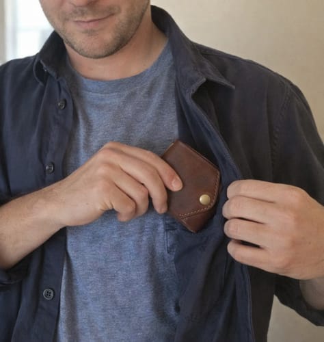 Customer photo review of Minimal Leather Pocket Flip Wallet