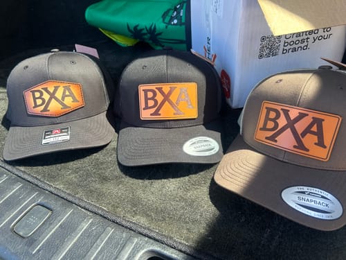 Customer photo review of Premium Custom Leather Patch Hats (Wholesale)