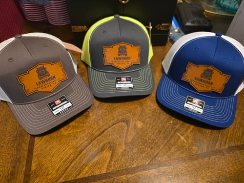 Customer photo review of Richardson 112 Genuine Leather Patch Hats Laser Engraved