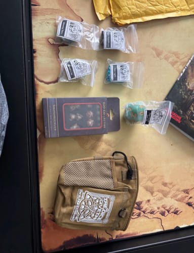 Customer photo review of Mystery Trove - 5 Dice Set Bundle + 1 RPG Accessory