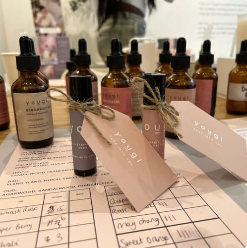 Customer's finished perfumes and formula sheet from the London Perfume Making Workshop.