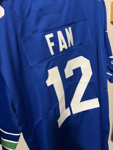 Customer photo review of Men's Seattle Seahawks 12th Fan Royal Throwback Player Game Jersey