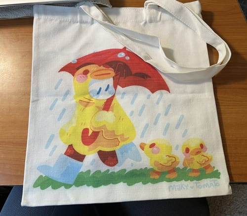 Customer photo review of Rainy Day Duck Ghost Tote Bag