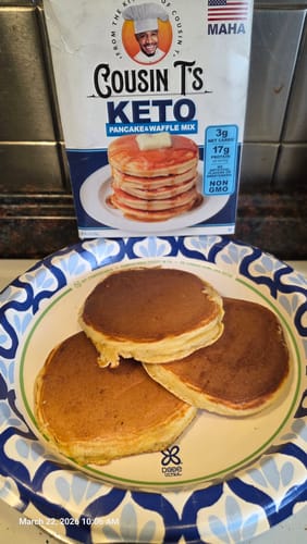 Customer photo review of Cousin T's Gourmet Keto Pancake Mix