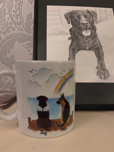 Customer photo review of Life Is better with dogs mug - Up to 6 dogs
