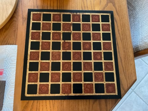 Customer photo review of 15.5x15.5" Chessboard 1 Wood Shape Blank - 1/2" Thick