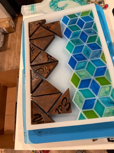 Customer photo review of 18x12x1.25" 3D Geometric Cubes Inlay 4 Silicone Mold - Charcuterie Board Mold