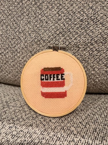Customer photo review of Coffee Cross Stitch Kit