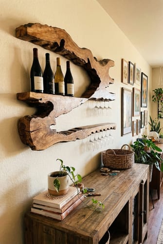 Customer photo review of Mid Century Wine Holder For Kitchen Minimalist Shelf