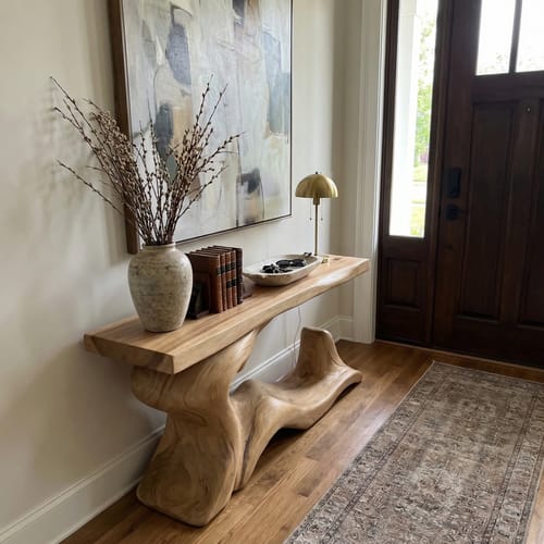 Customer photo review of Rustic Live Edge Desk Entryway Design