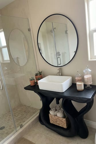 Customer photo review of Rustic Solid Wood Vanity For Bathroom Furniture Decor
