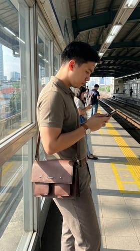 Customer photo review of Monaco Messenger Flap Bag - Matte Brown