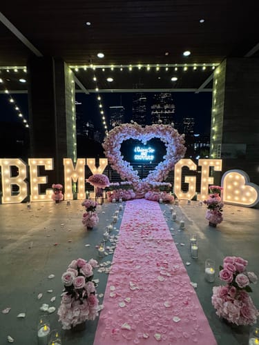 Customer photo review of Pink Rose Heart Shaped Flower Wall Wedding Decoration