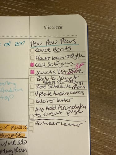 Customer's handwritten to-do list in a weekly planner using the Checklist Washi Tape.