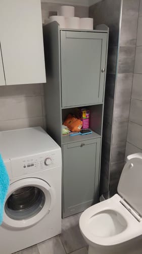 Customer photo review of Ψηλό Ντουλάπι Μπάνιου με καλάθι για άπλυτα 40 x 40 x 170 εκ Λευκό και Γκρί BB-C761W01