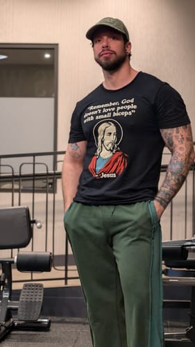 Customer photo review of Jesus Biceps Quote T-Shirt