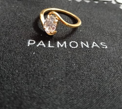 Customer photo review of Curved Edge Solitaire Accent Ring