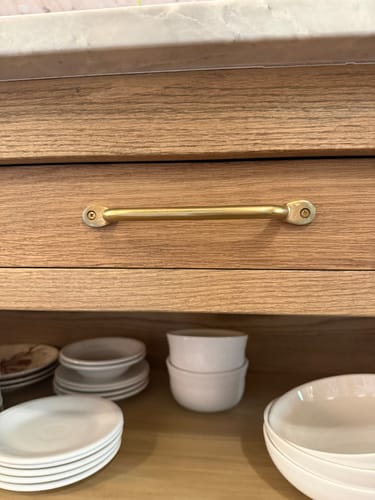 Customer photo review of Serene Cabinet Pulls - Unlacquered Brass Polished