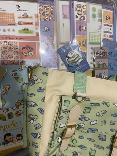 Customer's Staying Cozy Hobonichi Cousin Monthly Kit shown with a large haul of other cute stationery items and a bag.