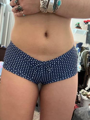 Customer photo review of Seamolly Polka Dots Print Bowknot Bikini Bottom Cheeky Swim Boyshorts
