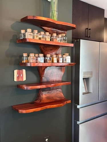Customer photo review of Rustic Live Edge Floating Shelf For Kitchen