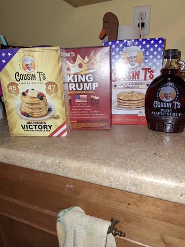 Customer photo review of Cousin T's Gourmet Patriotic Buttermilk Pancake Mix