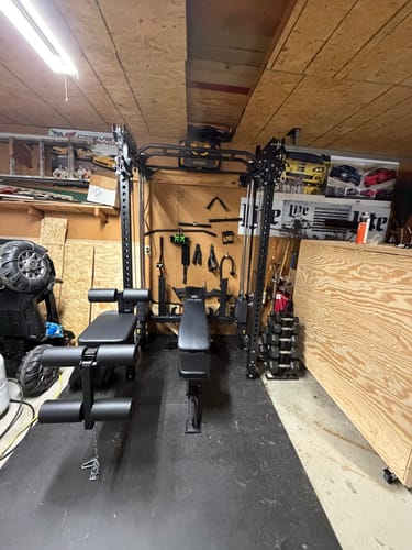 Customer photo review of Major Fitness F35 All-In-One Home Gym Wall-Mount Folding Power Rack