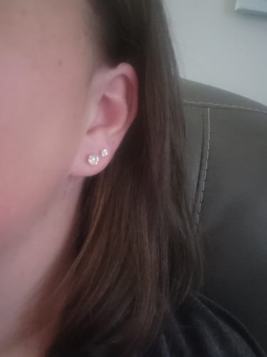 Customer photo review of Petite Faux Diamond Studs