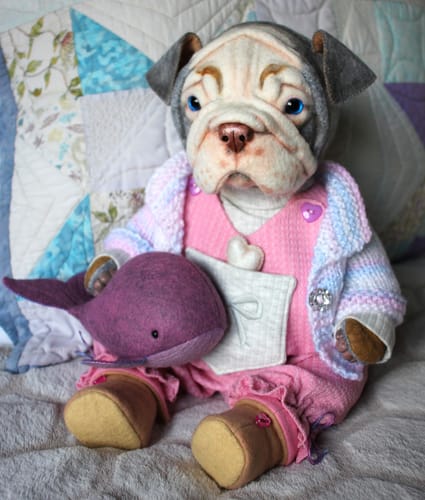 Customer photo review of Bulldog Puppy PDF Pattern Approx 26cm Seated