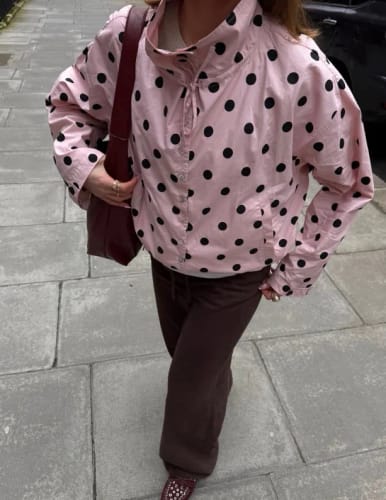 Customer photo review of Margaret Drawstring Polka Dot Jacket