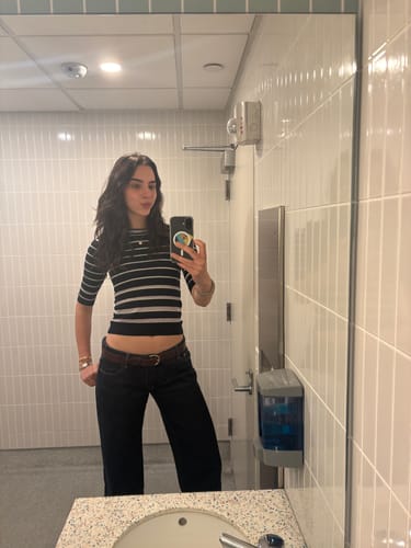 Customer photo review of Dark Blue: Cinch Waist Stallion Jeans