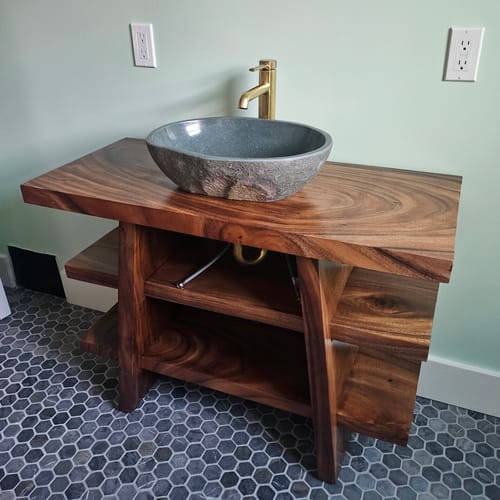 Customer photo review of Rustic Vanity With Drawer For Compact Bathroom Spaces