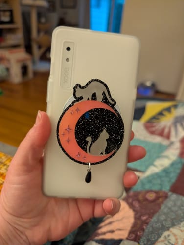 Customer photo review of Meow at the Moon Phone Charm