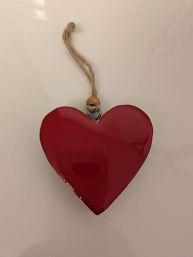 Customer photo review of Red Enamel Wooden Heart Ornament