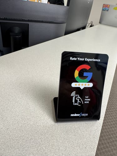 Customer photo review of Zappy Cards Google Review Stand
