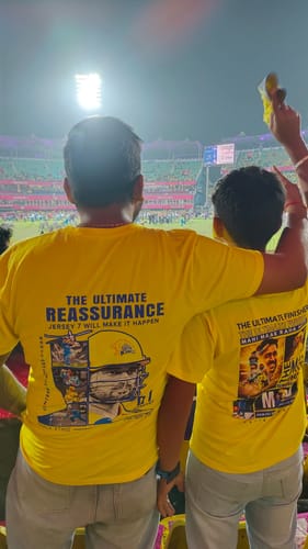 Customer photo review of MS Dhoni IPL 2026 Edition-Fan themed-Unisex Classic Yellow Crew T-Shirt