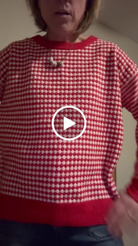 Customer video review of Mixed Prints Ribbed Trim Sweater