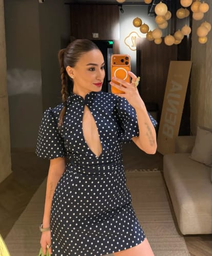 Customer photo review of Becky Backless Polka Dots Mini Dress