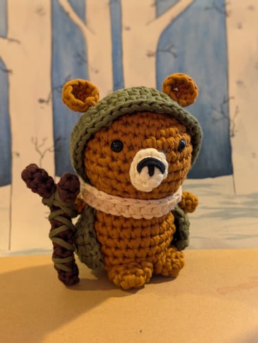 Customer photo review of Grun The Druid Bear Crochet Kit