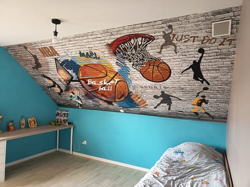 Customer photo review of Papier Peint Basket Just Do It